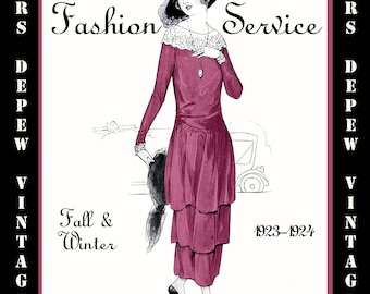 Vintage Nähen Buch Herbst Winter 1923-24 Fashion Service Magazin Schneiderei Ebook mit Hüten und Kleidern - INSTANT DOWNLOAD-