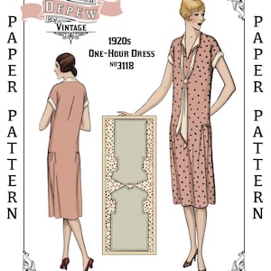 1925 Vintage Sewing Pattern MultiSize One Hour Dress 1920s Full-Sized #3118 - 32 34 36 38 40 42 44 46 48 50 Bust- PAPER PATTERN