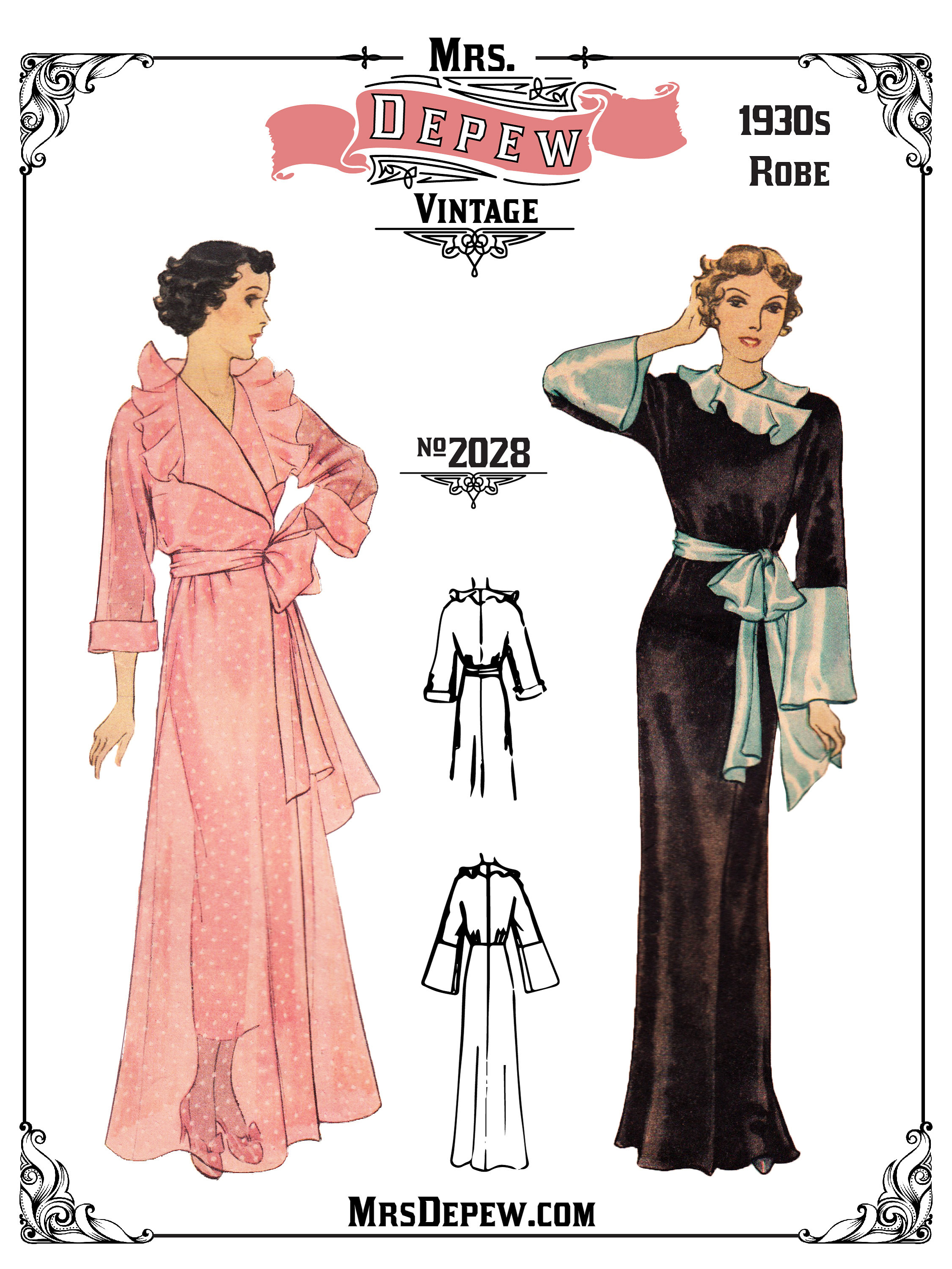 Vintage Sewing Pattern 1930s Ladies' Full Length Robe - Etsy