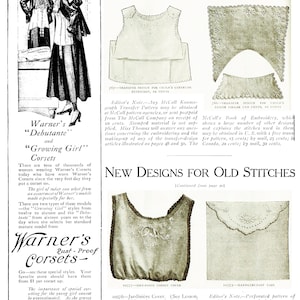 Vintage Sewing Pattern Ladies' 1910s Chemise Slip and Corset Cover 3159 ...