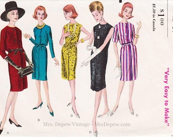 Vintage Sewing Pattern Ladies' Dress 1960s Vogue 5788 32" Bust Very Easy