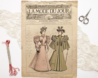Rare Antique French Magazine La Mode du Jour No. 10 18 Novembre 1894 Sewing and Needlework