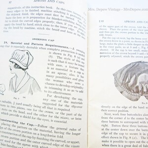 Puede incluir: Una gu&iacute;a de costura vintage con instrucciones sobre c&oacute;mo hacer una gorra de protecci&oacute;n. La gu&iacute;a incluye ilustraciones de la gorra y su construcci&oacute;n. El texto menciona la importancia de una gorra de protecci&oacute;n para una protecci&oacute;n completa.