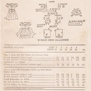 Vintage Sewing Pattern Girl's Dress 1940s Children's - Etsy