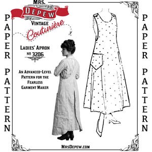 1916 Vintage Sewing Pattern 1910s Ladies' Full-Length Apron 32-46" Bust #3206- PAPER VERSION