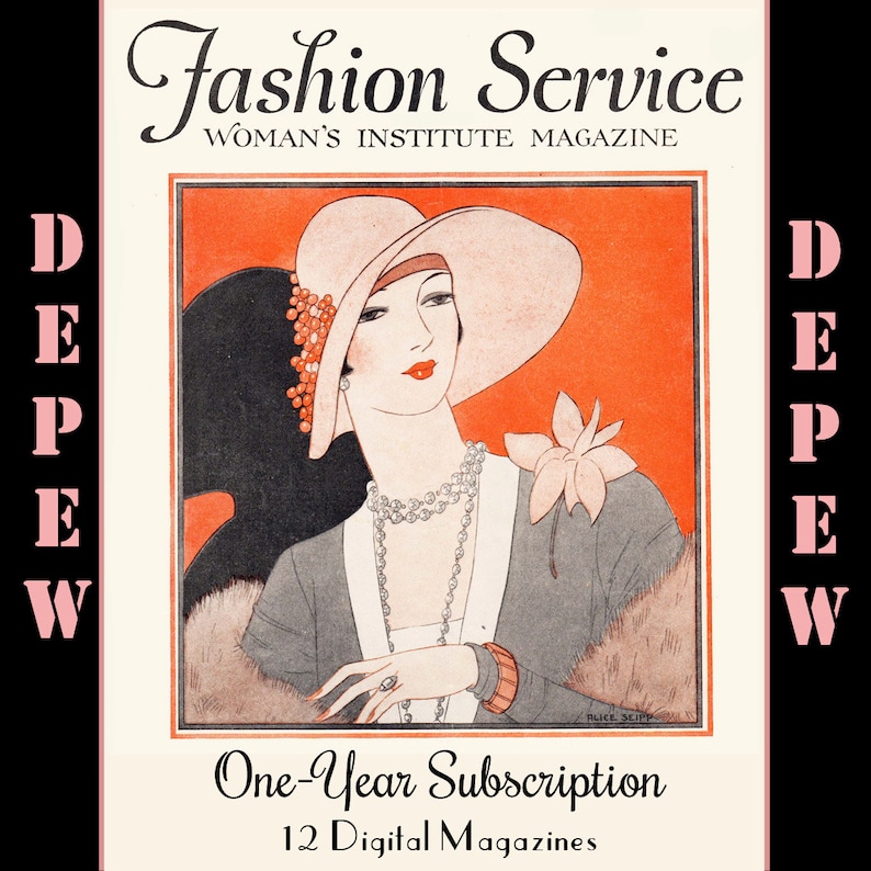 INSTANT DOWNLOAD- Vintage Sewing Magazine One Year Digital Subscription Fashion Service 1928 Dressmaking E-book