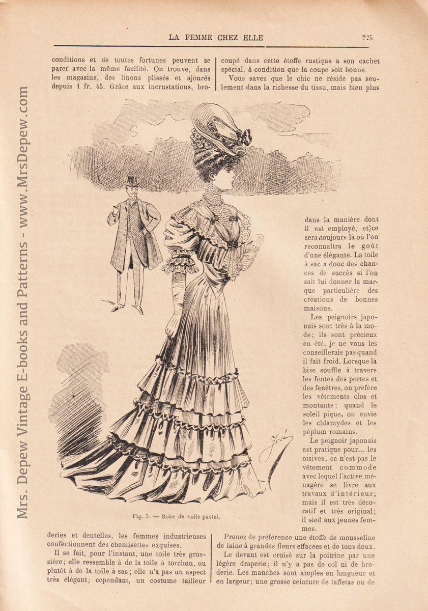 1905 Vintage French Magazine La Femme Chez Elle 1900s with Embroidery Pattern Fashion and Sewing