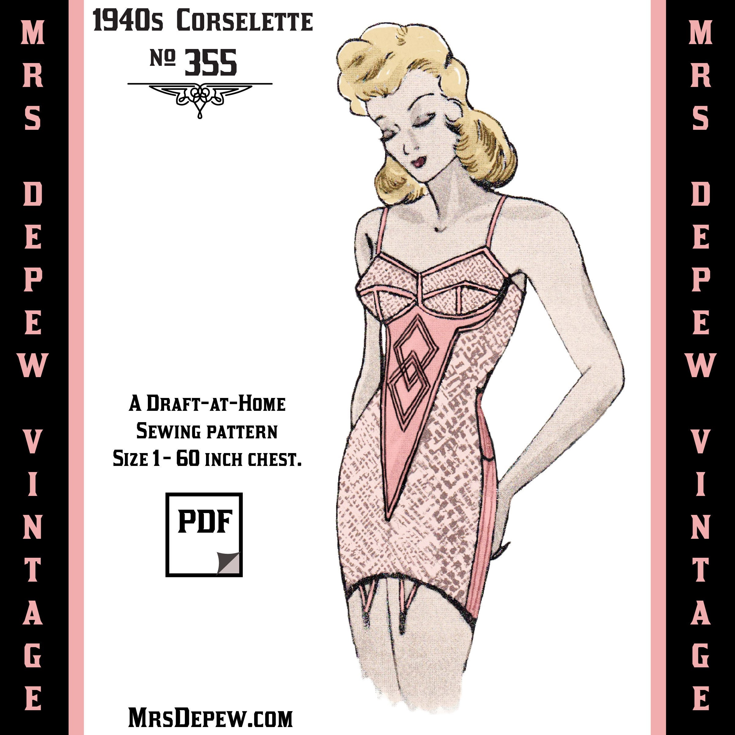 Vintage Sewing Pattern Template & Scale Rulers 1940s Corselette