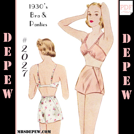 Vintage Sewing Pattern Lingerie Set 1930s Bra and Panties