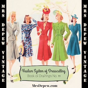 Haslam Dresscutting Book No. 11 1941 Vintage Sewing Pattern E-book with 21 Pattern Draftings - INSTANT DOWNLOAD