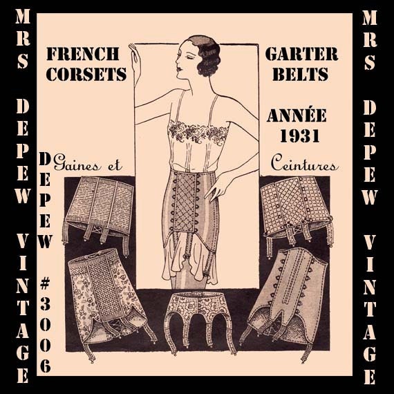 Retro Lingerie, Vintage Lingerie, 1940s-1970s  1930s Corset Garter Belt and Girdle Digital Pattern #3006 -INSTANT DOWNLOAD- $7.50 AT vintagedancer.com