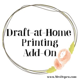 Custom Printing  Add-On for Mrs. Depew Vintage For Draft At Home Patterns ONLY