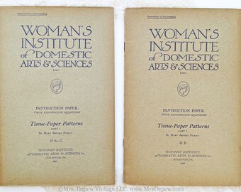 32 AB Tissue Paper Patterns Original Vintage Woman's Institute Sewing Book Set 1920s