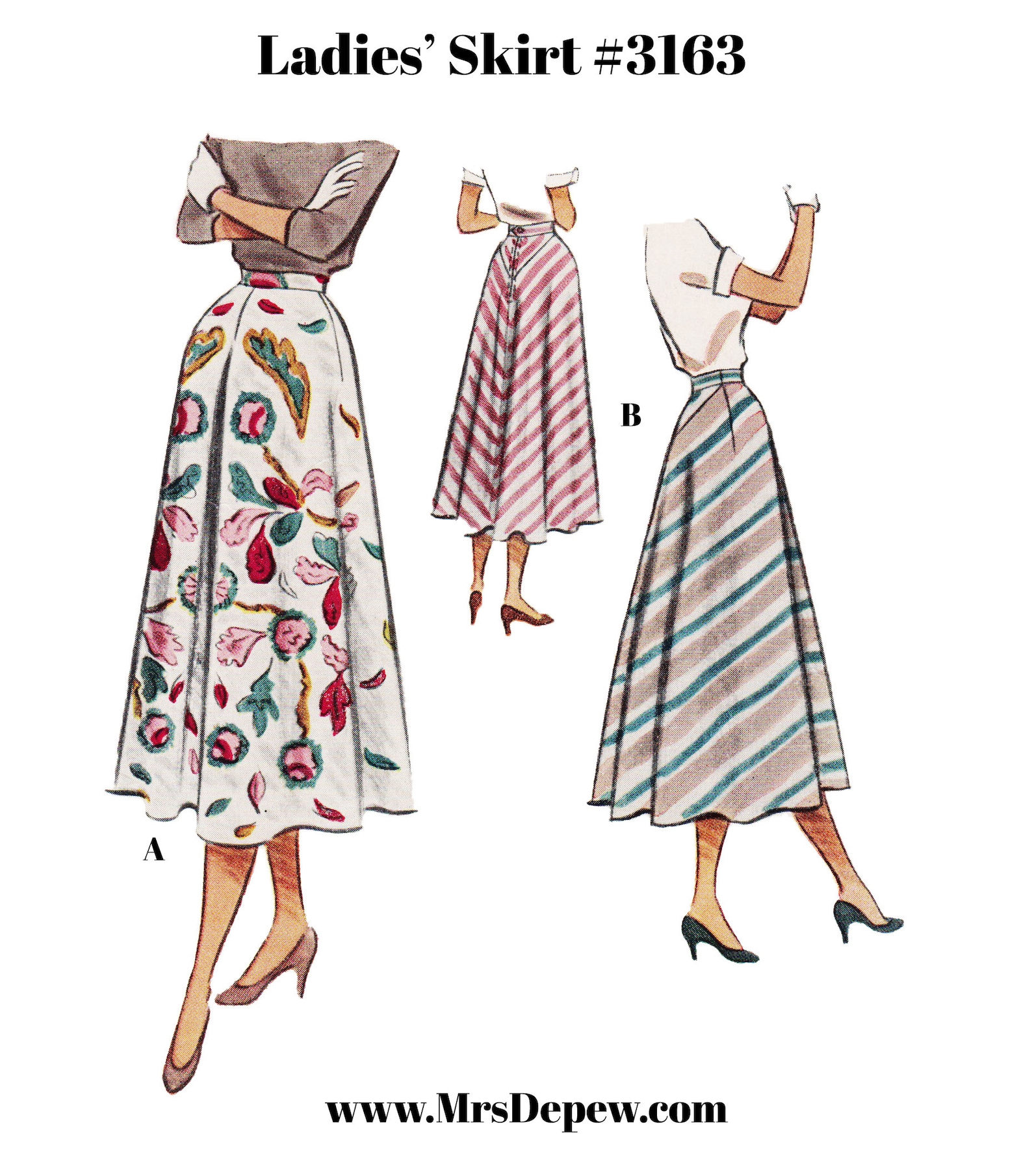 Vintage Sewing Pattern Ladies' 1940s 1950s Skirt Multisize | Etsy