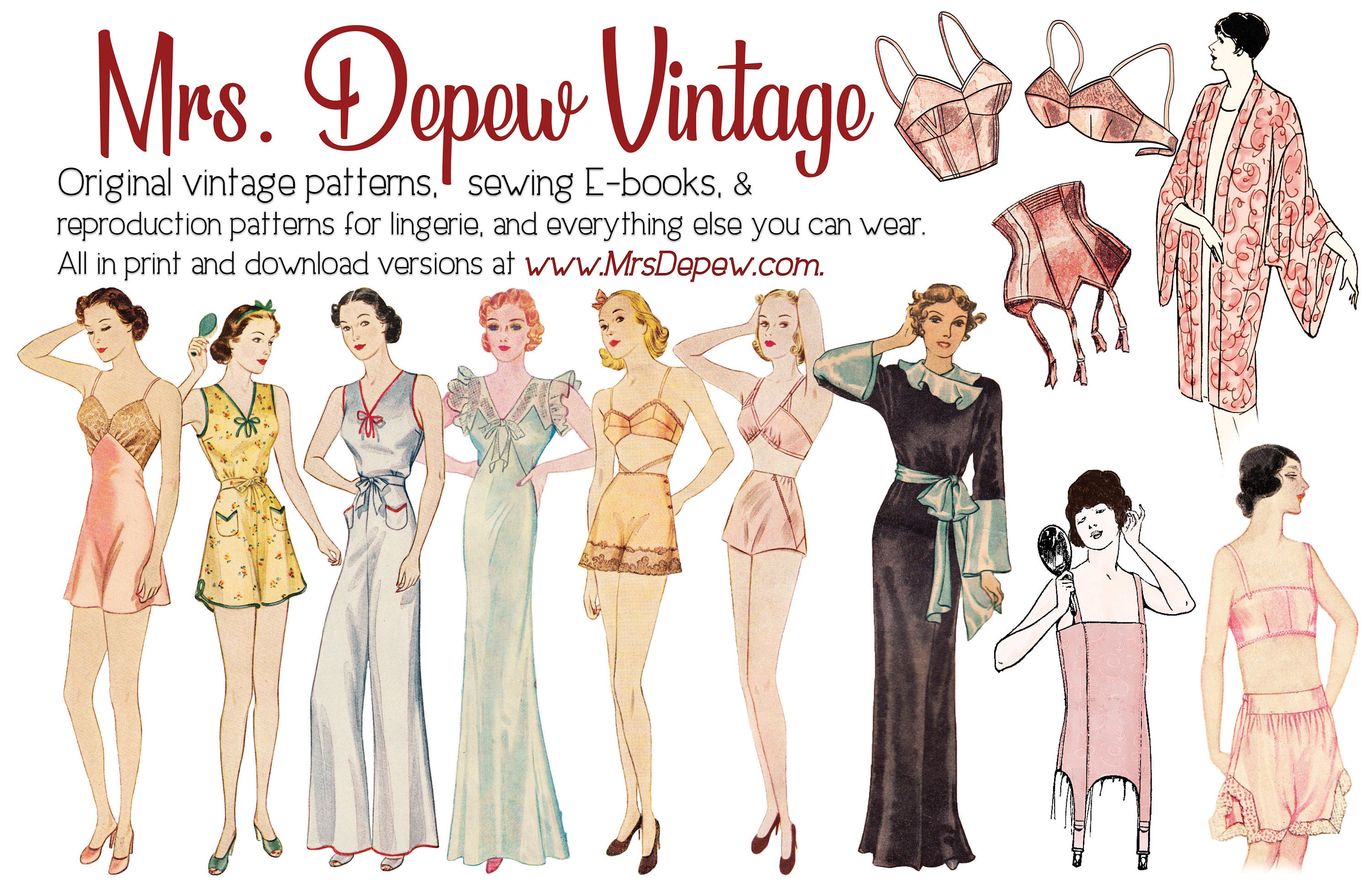 Vintage Sewing Pattern 1930s Ladies' Full Length Robe #2028 Vintage Sewing Pattern 1930s Ladies' Full Length Robe #2028