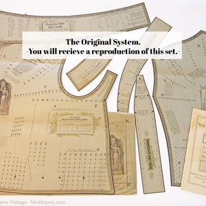 Antique 1901 The New Perfection Tailor System of Cutting Bodice & Skirt Draft Sloper Set Vintage Sewing Pattern Drafting Kit image 8