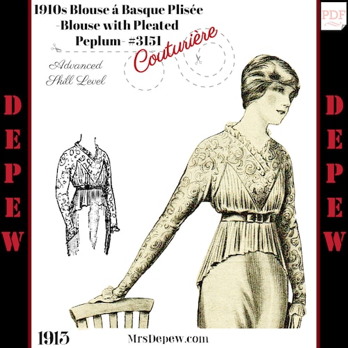 Vintage Sewing Pattern 1910s Ladies' French Blouse With - Etsy