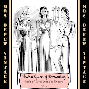 Haslam Dresscutting Book of Draftings Lingerie No. 7 1940s Vintage Sewing Pattern E-book con más de 30 patrones - DESCARGA INSTANTE