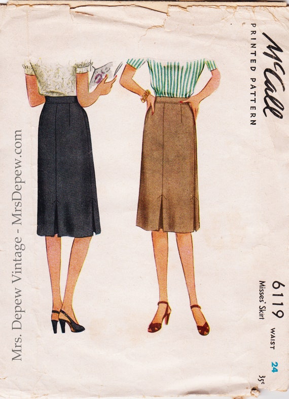 Vintage Sewing Pattern 1940s Ladies' Skirts Mccall 6119 | Etsy
