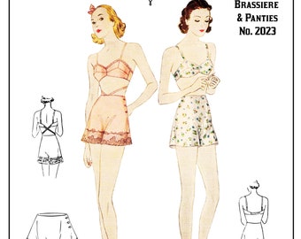 Vintage Sewing Pattern Lingerie Set MultiSize 1930s Bra and Tap Panties  32-50 Inch Bust #2023 - INSTANT DOWNLOAD