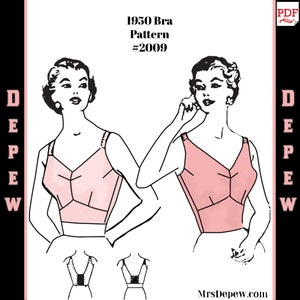 Vintage Sewing Pattern 1950s Ladies&#39; Long Line Full Coverage Bra Multisize Depew 2009-INSTANT DOWNLOAD-