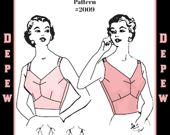 Vintage Sewing Pattern 1950s Ladies' Long Line Full Coverage Bra Multisize Depew 2009-INSTANT DOWNLOAD-