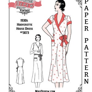 1929 - 35 Vintage Sewing Pattern 1930s Ladies' Wrap Dress #3073 - 32 34 36 38 40 42 44 46 48 50 Bust - PAPER VERSION