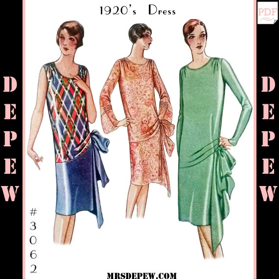 Vintage Sewing Pattern Ladies 1920s Evening Gown or Day Dress