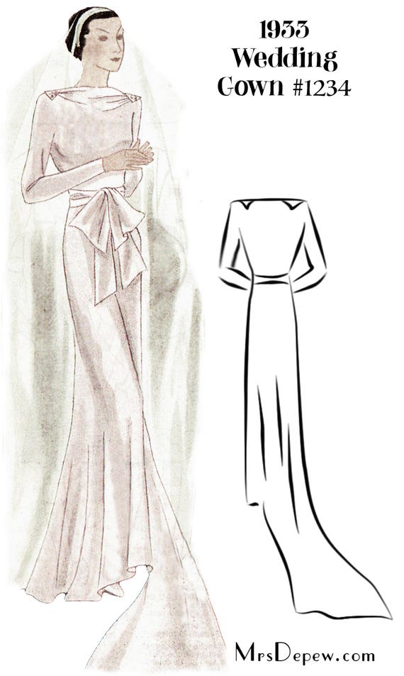 Vintage Inspired Wedding Dresses | Vintage Style Wedding Dresses 1930s Wedding Gown in Any Size- PLUS Size Included- Depew 1234 -INSTANT DOWNLOAD- $9.50 AT vintagedancer.com