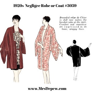 Vintage Sewing Pattern Instructions 1920s Flapper Easy Negligee Robes or Coats Ebook PDF Depew 3039 INSTANT DOWNLOAD image 4