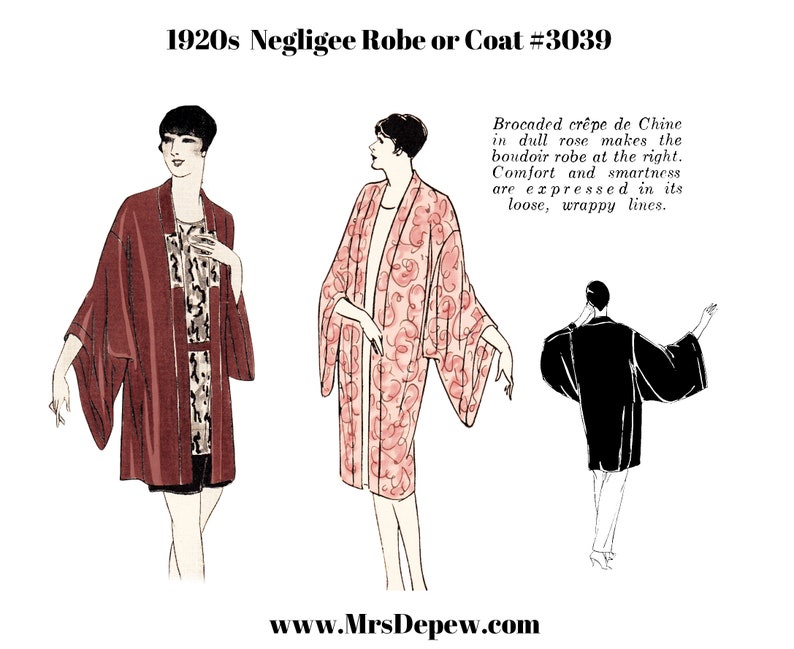 Vintage Sewing Pattern Instructions 1920s Flapper Easy Negligee Robes or Coats Ebook PDF Depew 3039 INSTANT DOWNLOAD image 4