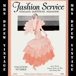 Vintage Sewing Magazine June 1929 Fashion Service Dressmaking Sewing Ebook -INSTANT DOWNLOAD-
