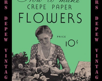 Vintage ambachtelijke boek How to Make E-boek van de bloemen van crêpe papier How-to met 28 verschillende bloemen - INSTANT DOWNLOAD-