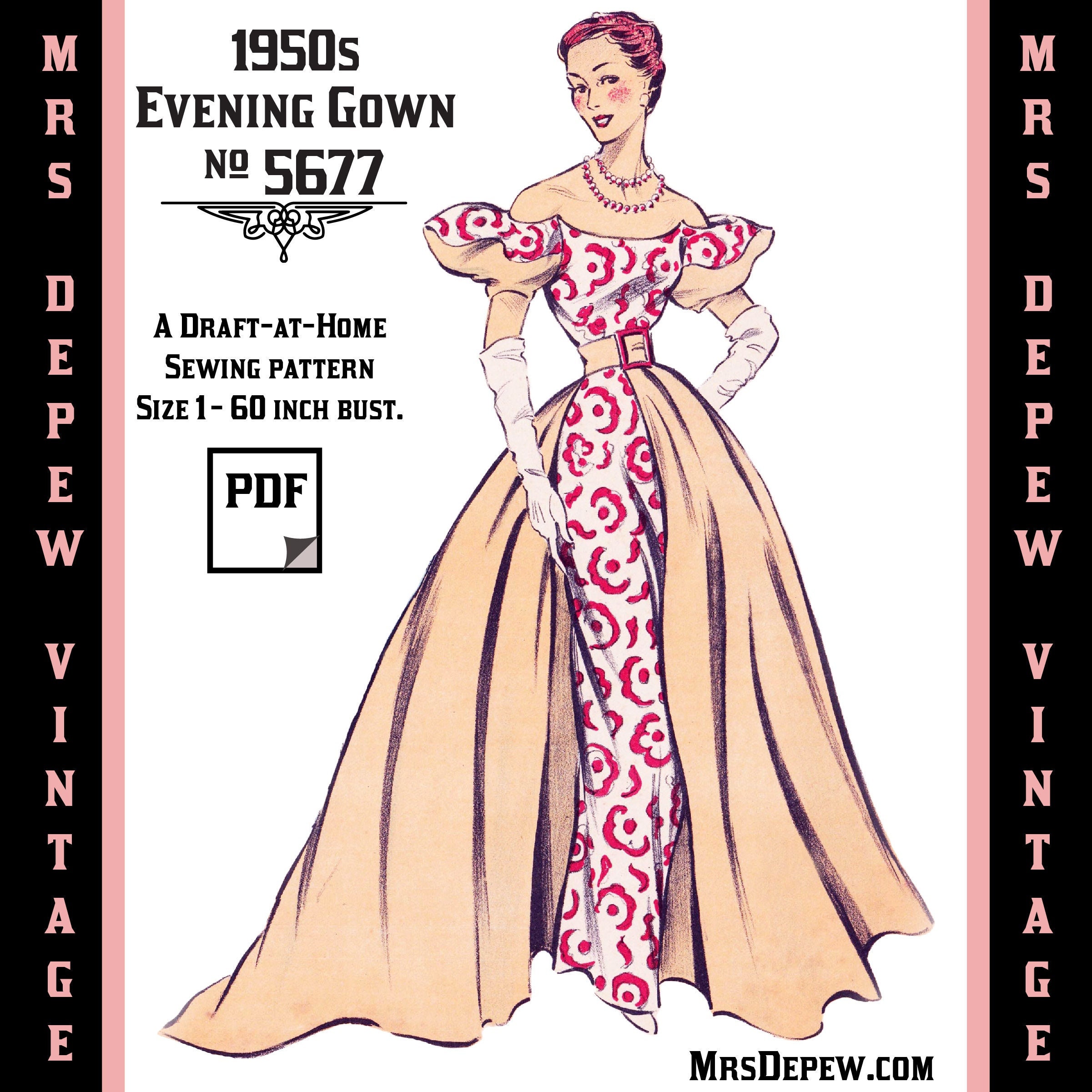 1950's Sewing Pattern: Vogue Evening or Ball Gown & Bolero - Bust 31