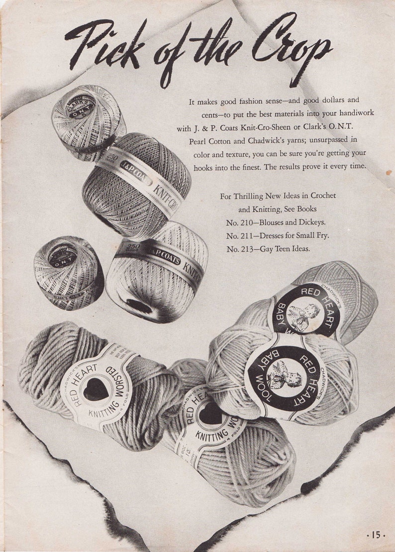 Crochet Pattern Booklet Headliners No. 215 1940s Hats Bags Etsy