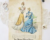 Original 1890s Ladies 39 Magazine French Fashion Print Page Featuring Gowns