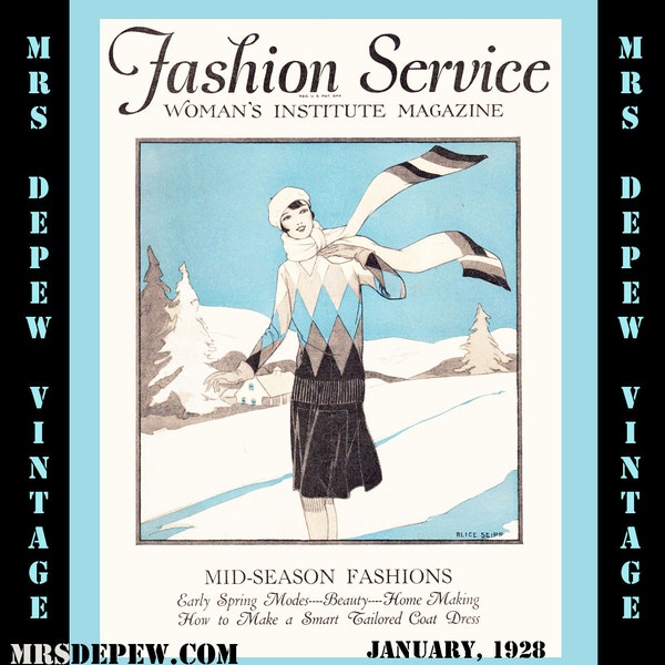 Vintage Magazin Januar 1928 Mode Service Schneiderei E-Book - INSTANT DOWNLOAD-