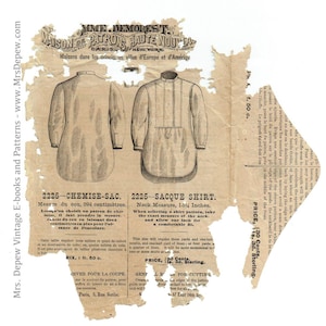 Incredibly Rare 1870s Mme. Demorest Men's Saque Shirt Pattern Envelope Only