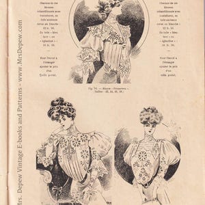 1905 Vintage French Magazine La Femme Chez Elle 1900s with Embroidery Pattern Fashion and Sewing