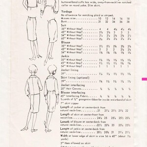Patrón de costura vintage para traje, blusa y jubón de mujer, años 60, Vogue 6130, busto de 81 cm imagen 2