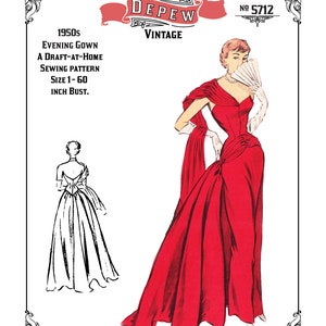 Vintage Sewing Pattern Template & Scale Rulers 1950s Evening Ball Gown in Any Size PLUS Size Included 5712 INSTANT DOWNLOAD image 5