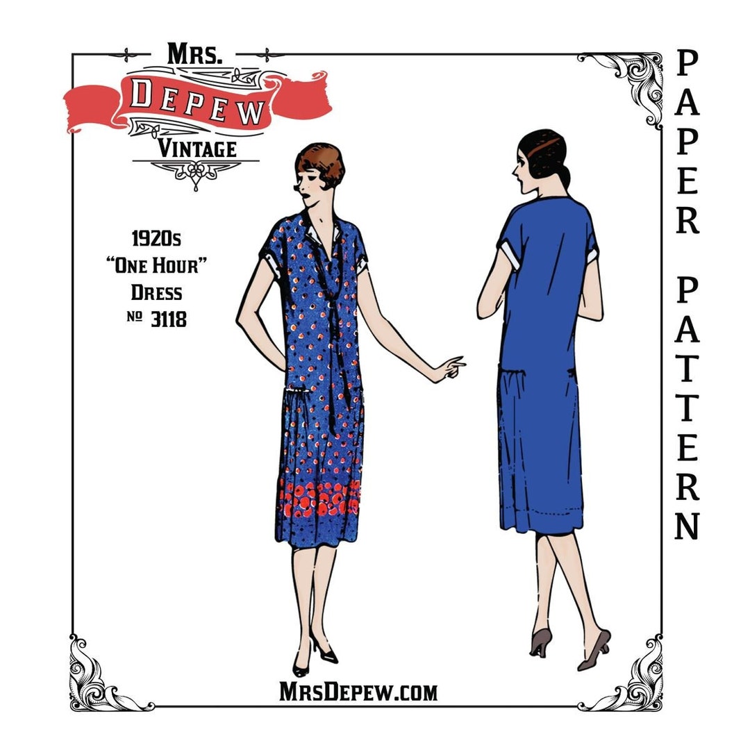 Vintage Sewing Pattern 1920s Multisize One Hour Dress Full-sized
