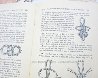 16 Tailored Buttonholes and Buttons Original Vintage Woman's Institute Sewing Book 1920s