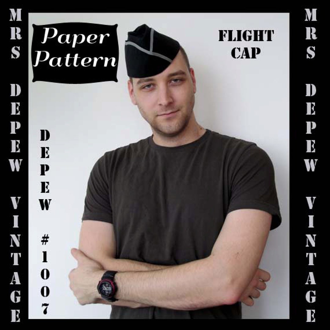 Menswear Vintage Sewing Pattern WWII Era Flight Cap Military