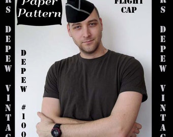 Menswear Vintage Sewing Pattern WWII Era Flight Cap Military Hat Depew 1007 -PAPER VERSION-