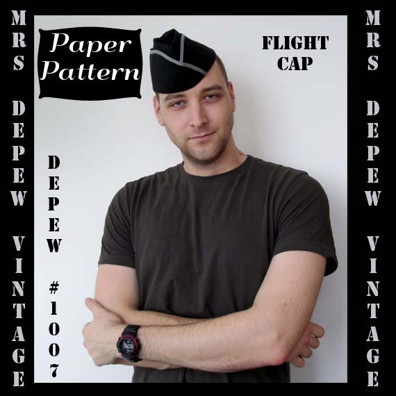 Menswear Vintage Sewing Pattern WWII Era Flight Cap Military