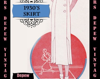 Vintage Sewing Pattern Template & Scale Rulers 1930s Skirt  Any Size  1068b Draft at Home Pattern - PLUS Size Included -INSTANT DOWNLOAD-