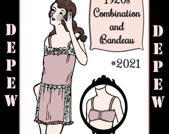 Vintage Sewing Pattern 1920's Flapper Combination Teddy and Bandeau Bra 2021 -INSTANT DOWNLOAD-