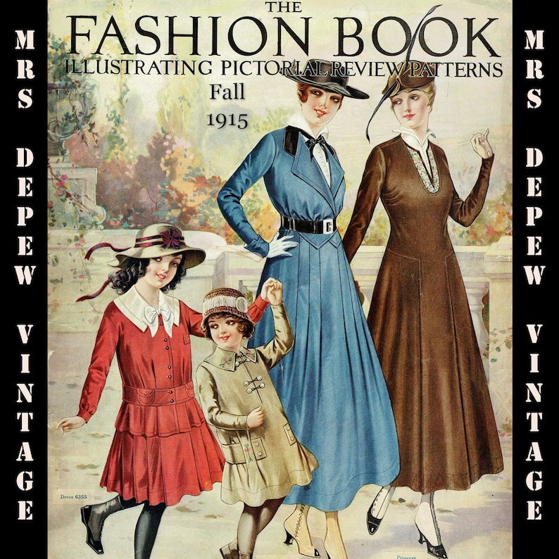 WW1, 1914-1919 Sewing Patterns 1915 Vintage Large Pattern Catalog Pictorial Review Fashion Book Quarterly Fall 1915 -INSTANT DOWNLOAD $12.00 AT vintagedancer.com