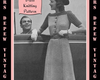 Vintage 1940's Ladies' Short Sleeve Dress Knitting Pattern Reproduction #4109 - INSTANT DOWNLOAD